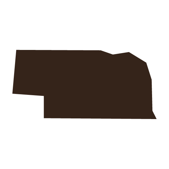 Nebraska in dark brown
